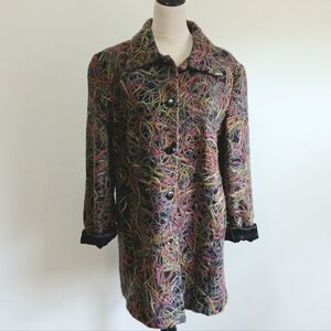 WEAVZ -Vintage -Wool-Funky-Embellished- Retro-Coat-Multicolored -Size XL